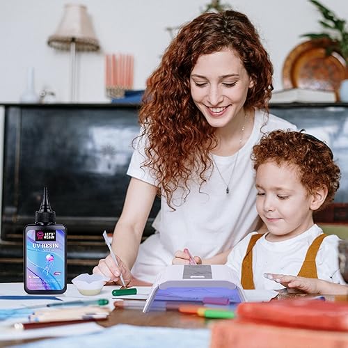 Miniatura 6 de LET'S RESIN Resina UV tipo suave, 3.53 onzas de resina epoxi ultravioleta transparente elástica y flexible, kit de resina UV de baja contracción
