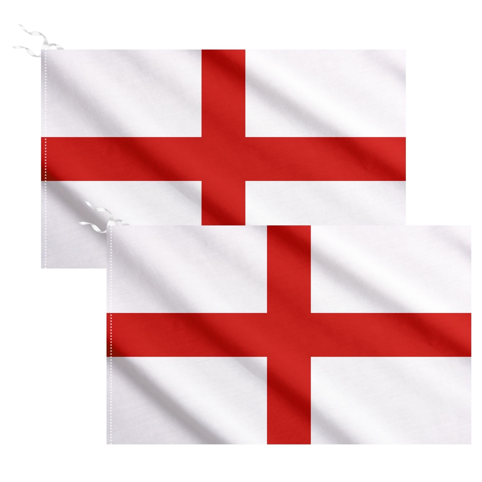 AKH® England Flag 76x50CM Polyester | Pack of 2 | Double Stitched Seam with Sleeve & Hanging Ribbon | Durable St George’s Cross Flag for Indoor Outdoor Use, Wall Hanging, Garden, and Event Decoration