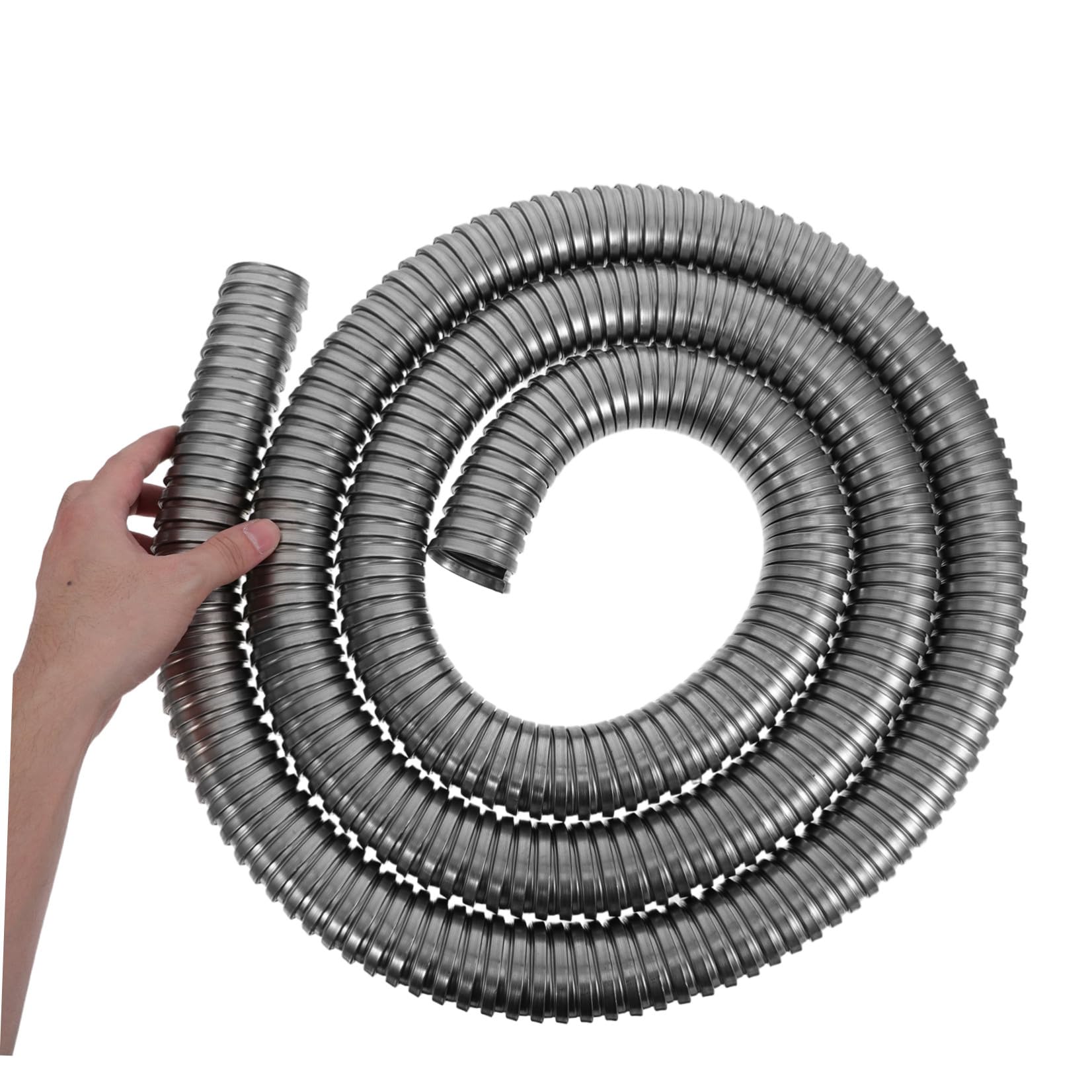 Healeved Tubo Flessibile Corrugato in Acciaio Inossidabile 304 da 38mm, Guaina di Protezione per Cavi Elettrici da Esterno e Garage, Tubo Protettivo Resistente alle Intemperie, 3 Metri
