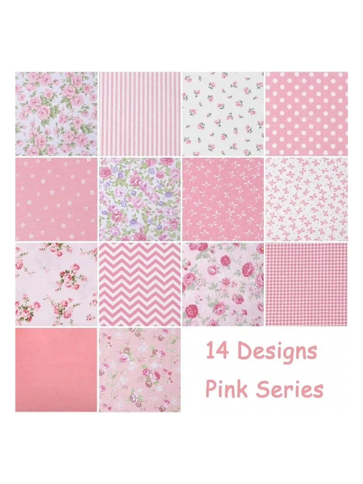 Telas Para Patchwork Juego de cuadrados de tela de retales de 42 Uds., 5x5 pulgadas, con rosas Vintage y patrones a cuadros, Ideal for costura DIY