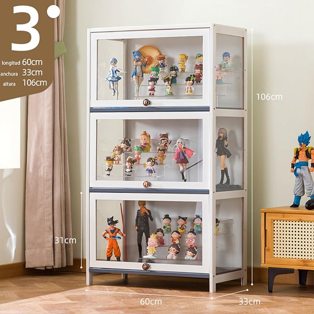 Foto 2 de 7 de Vitrina de Cristal Hynbdes, Vitrina de salón, Estructura Fuerte, sellada y a Prueba de Polvo
