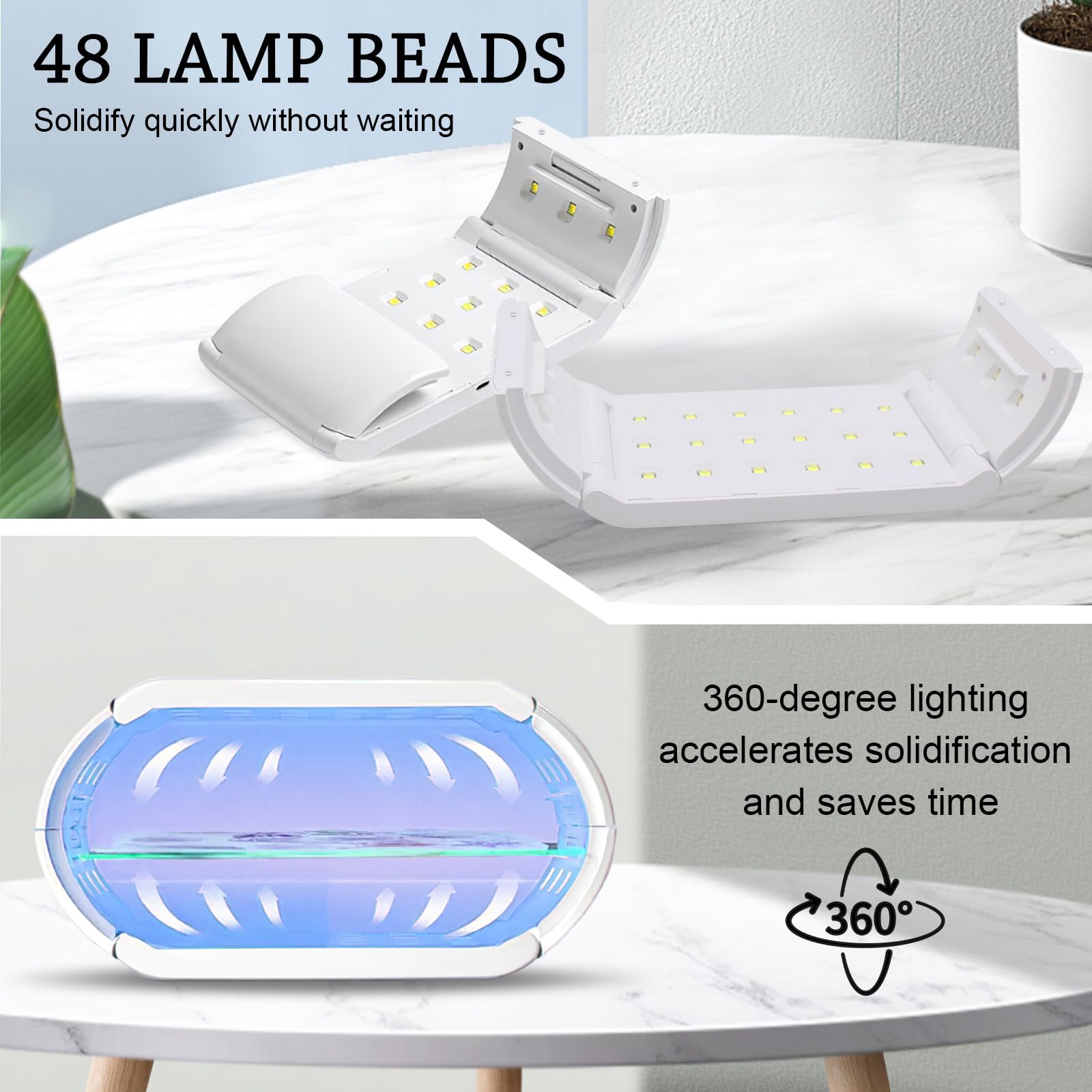 UV Lampe für Harz,48W Schnellhärtende UV-Harzlampe mit LED-Anzeige Zusammenklappbare UV Härtungslampen für DIY,Harz,Formen,Schmuckherstellung