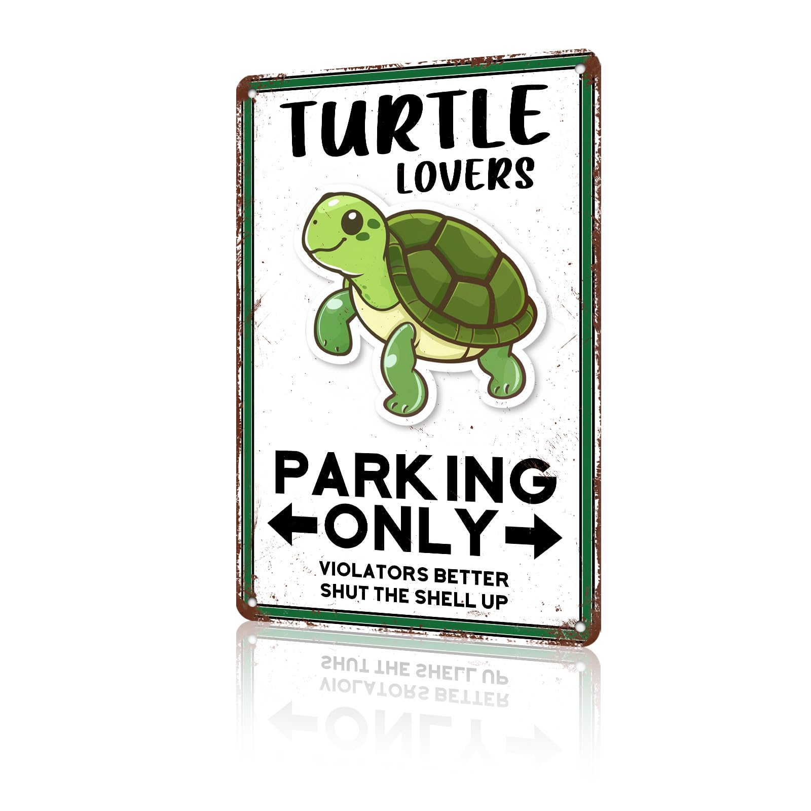 Anceky Turtle Lovers Parking Tin Sign Retro Metal Sign Vintage Wall Decor for Home Backyard Outdoor Outside Fence 12×8 Inch
