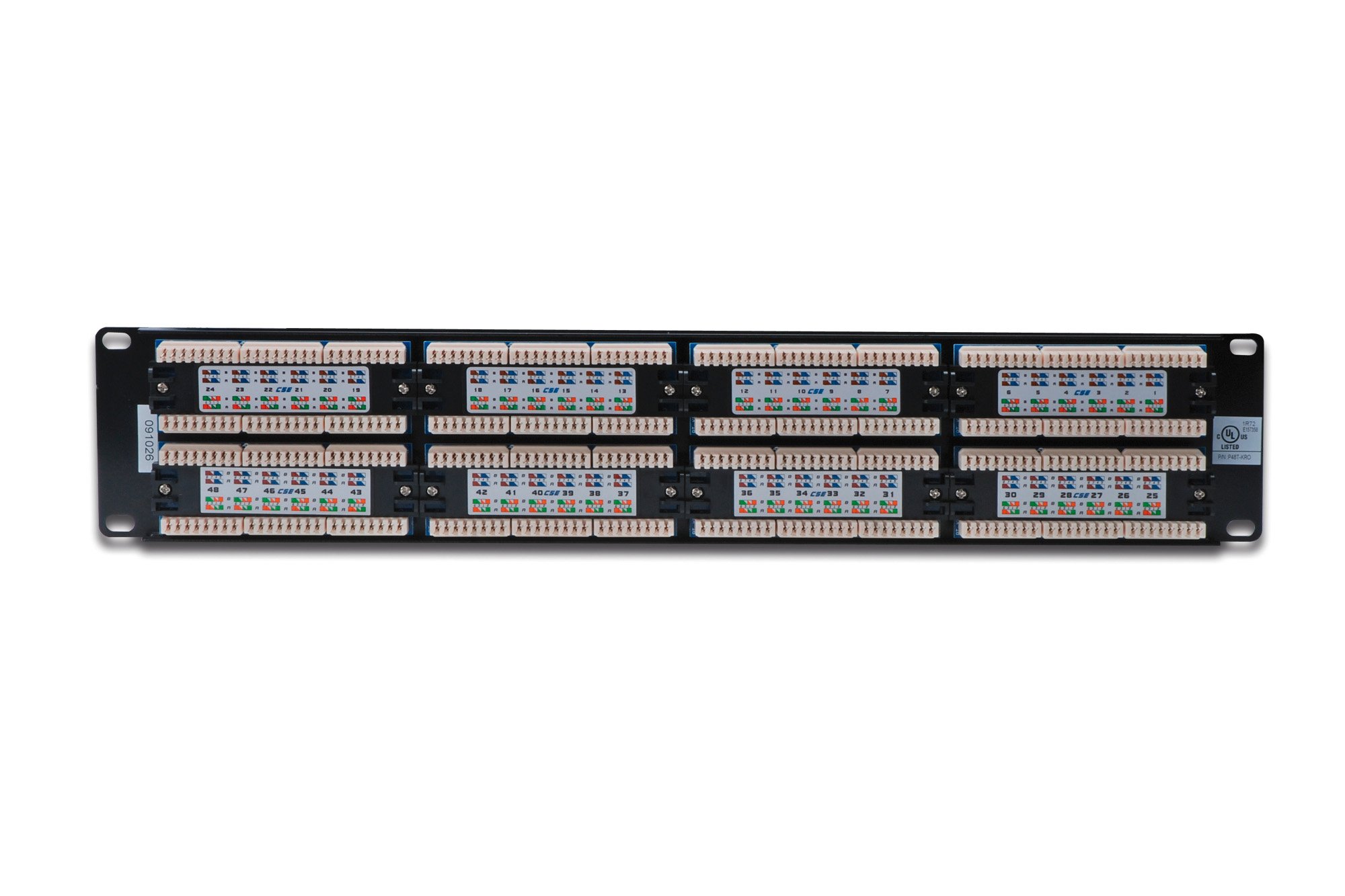 DIGITUS Pannello patch - 19 pollici - Cat-5e - 48 porte RJ45 - Non schermato - Pannello patch LSA - Montaggio a rack 2U - Nero