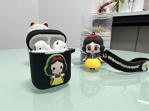 Miniatura 5 de Funda de silicona compatible con Apple Airpods 1, 2, 3 y Pro [Serie de dibujos animados con llavero de muñeca] (Airpods Pro, princesa)