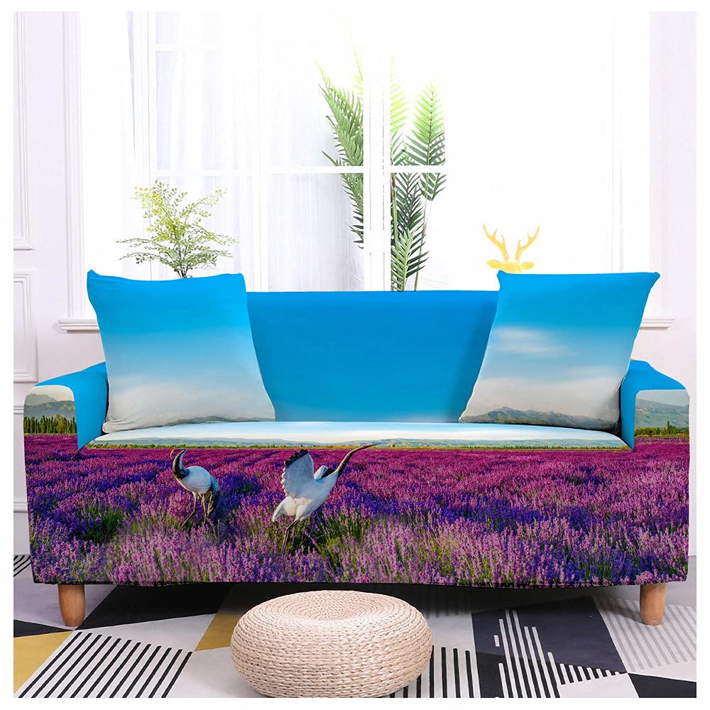 Housse de canapé de salon extensible lavande pour une ambiance provençale