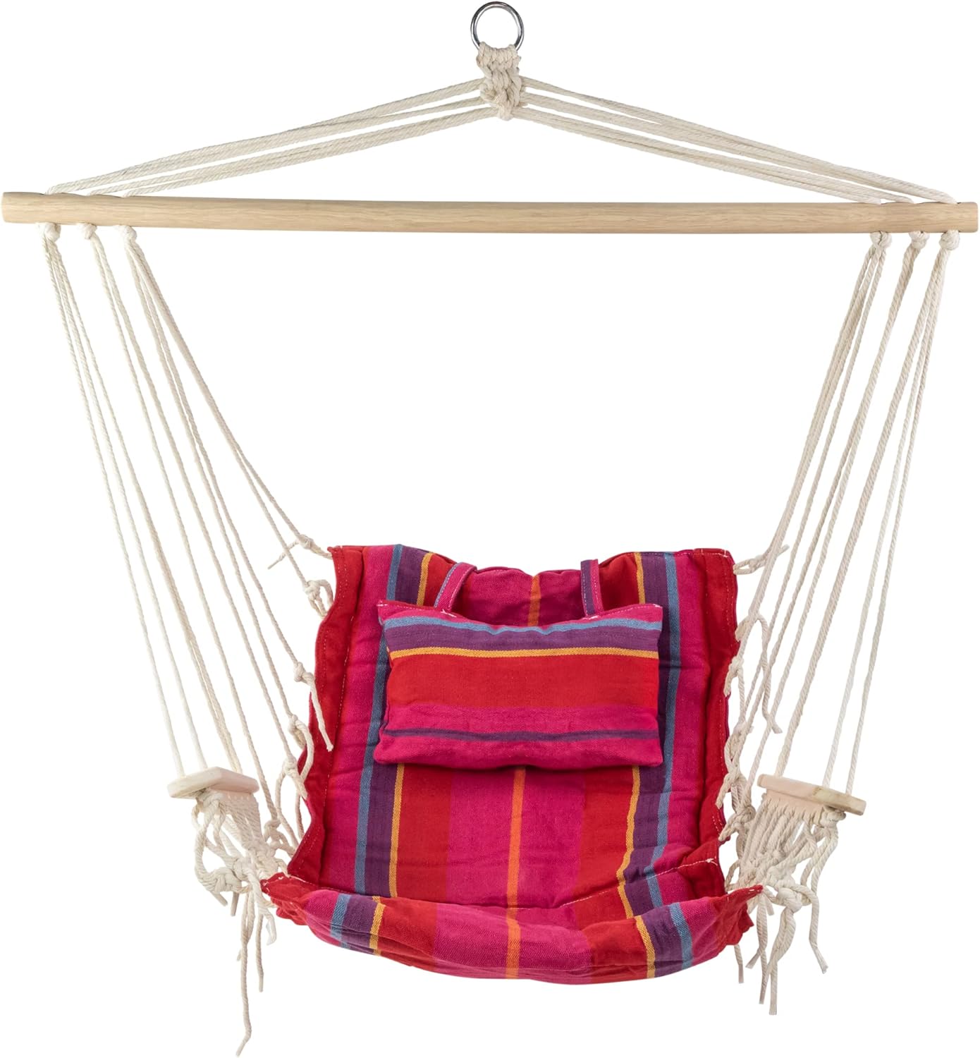 Northlight 32756772 Blue Brown and Yellow 21" x 37" Striped Hammock Chair with Pillow and Armrests