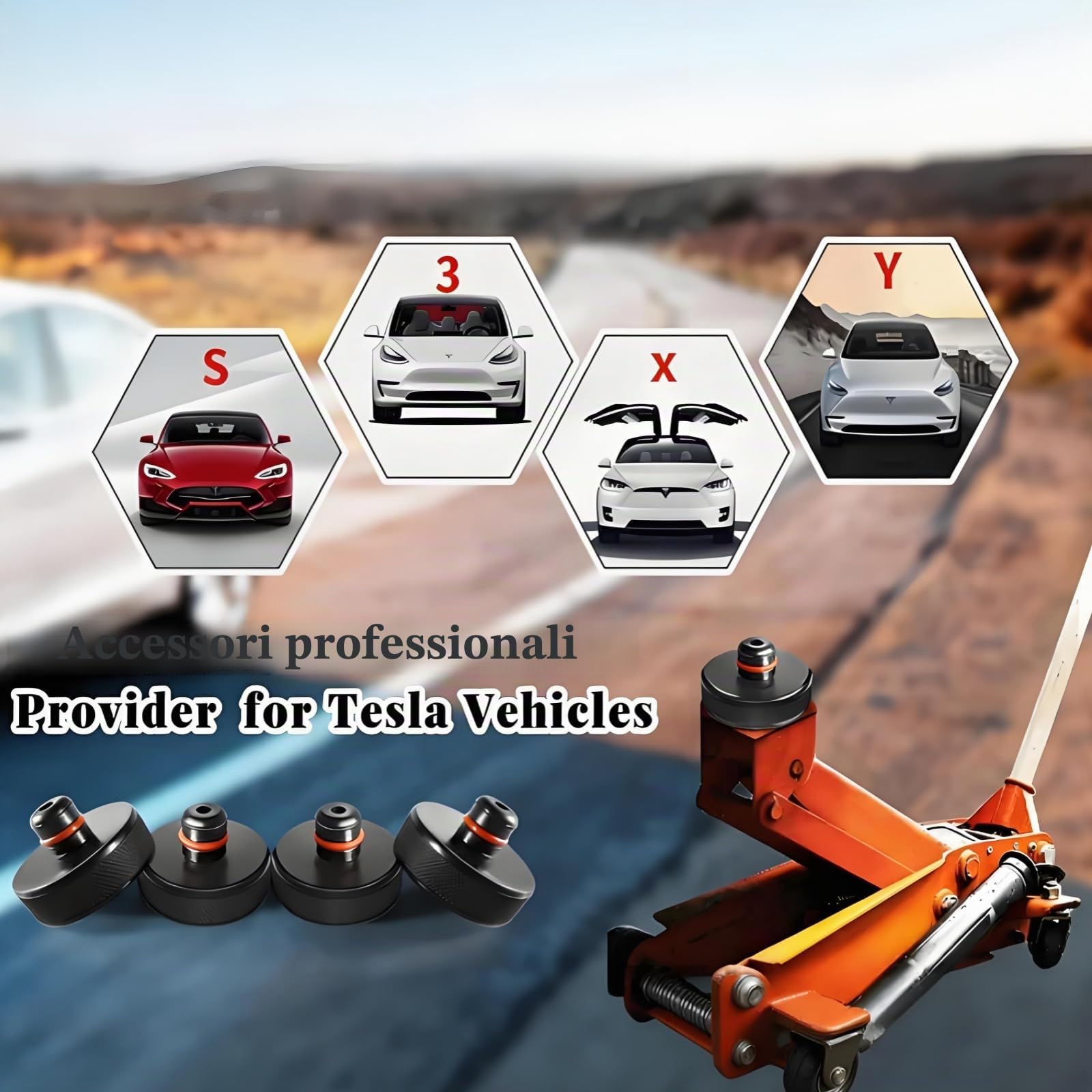 Chirano Cuscinetto per cric di sollevamento Tesla Model 3 S X Y, 4 dischi con custodia, accessori per veicoli Tesla