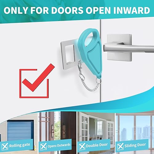 Miniatura 4 de Cerradura de puerta portátil, cerraduras de puerta de hotel para viajeros, dispositivos de seguridad para el hogar para apartamento, Airbnb,