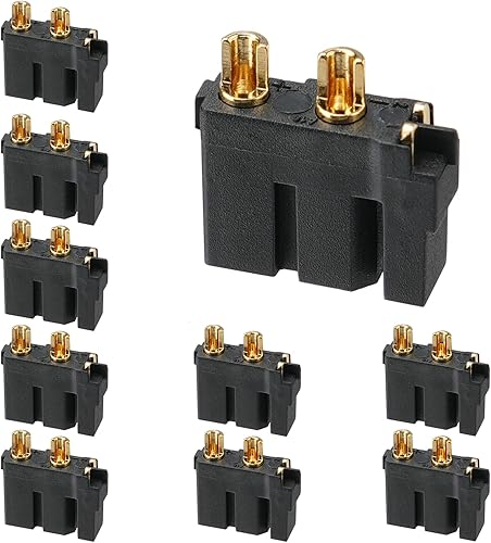 Miniatura 16 de 10 conectores hembra Amass XT30 (2+2), conectores de batería Drone FPV Lipo, chapados en oro para robots RC UAV (negro)