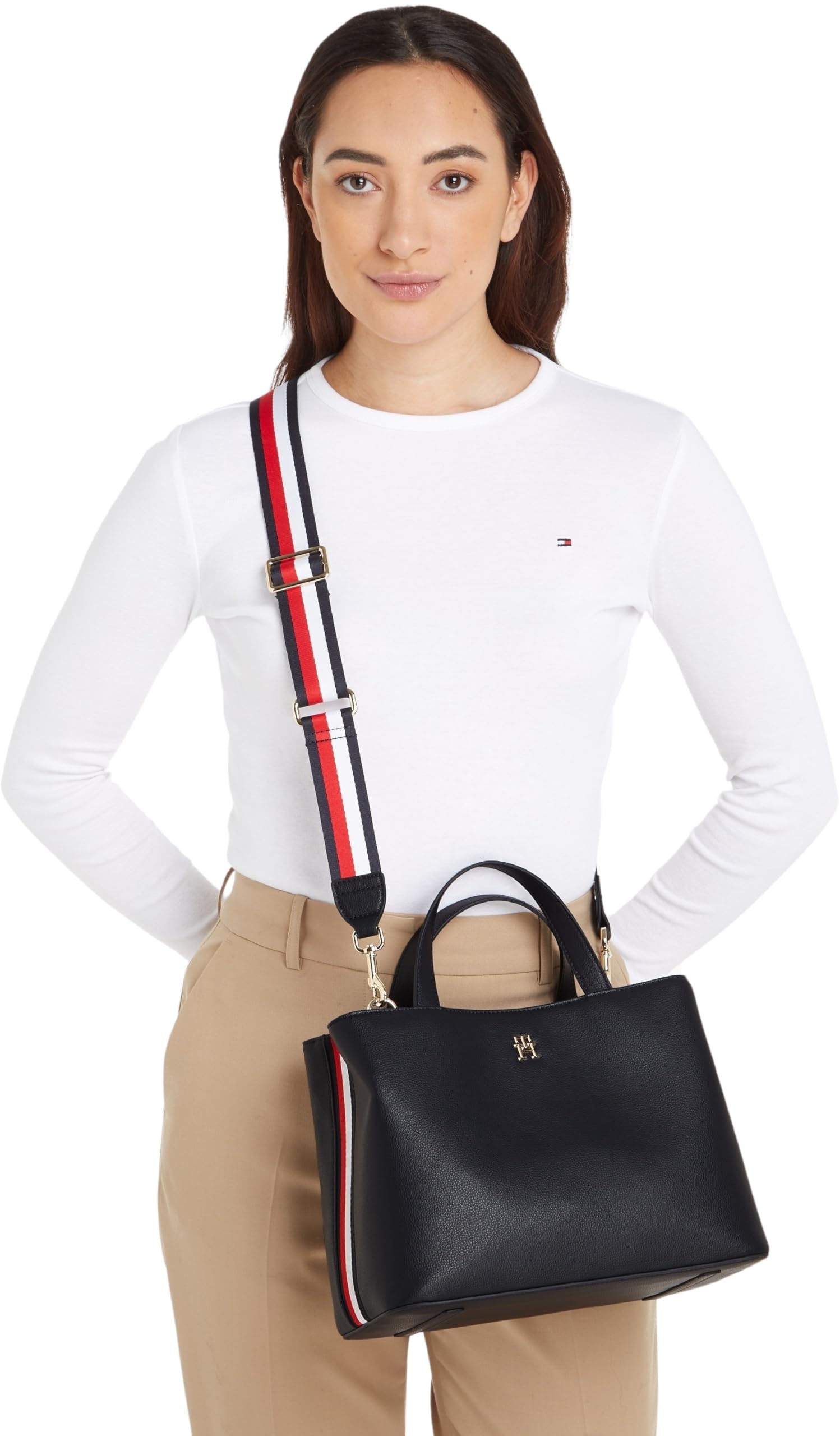Tommy Hilfiger TH Essential SC Satchel Corp AW0AW16075, Bolsos Bandolera para Mujer, Azul (Space Blue), OS