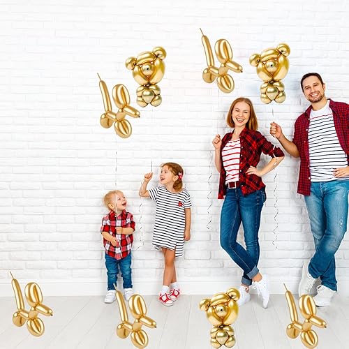 Miniatura 3 de BIEUFBJI Paquete de 260 globos largos metálicos, 50 globos dorados metálicos, globos mágicos, globos de animales para fiestas infantiles,
