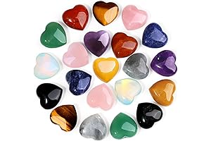10 Hand Picked Heart Shaped Crystals: Amethyst, Natural Healing Crystal, Polished Hearts,...
