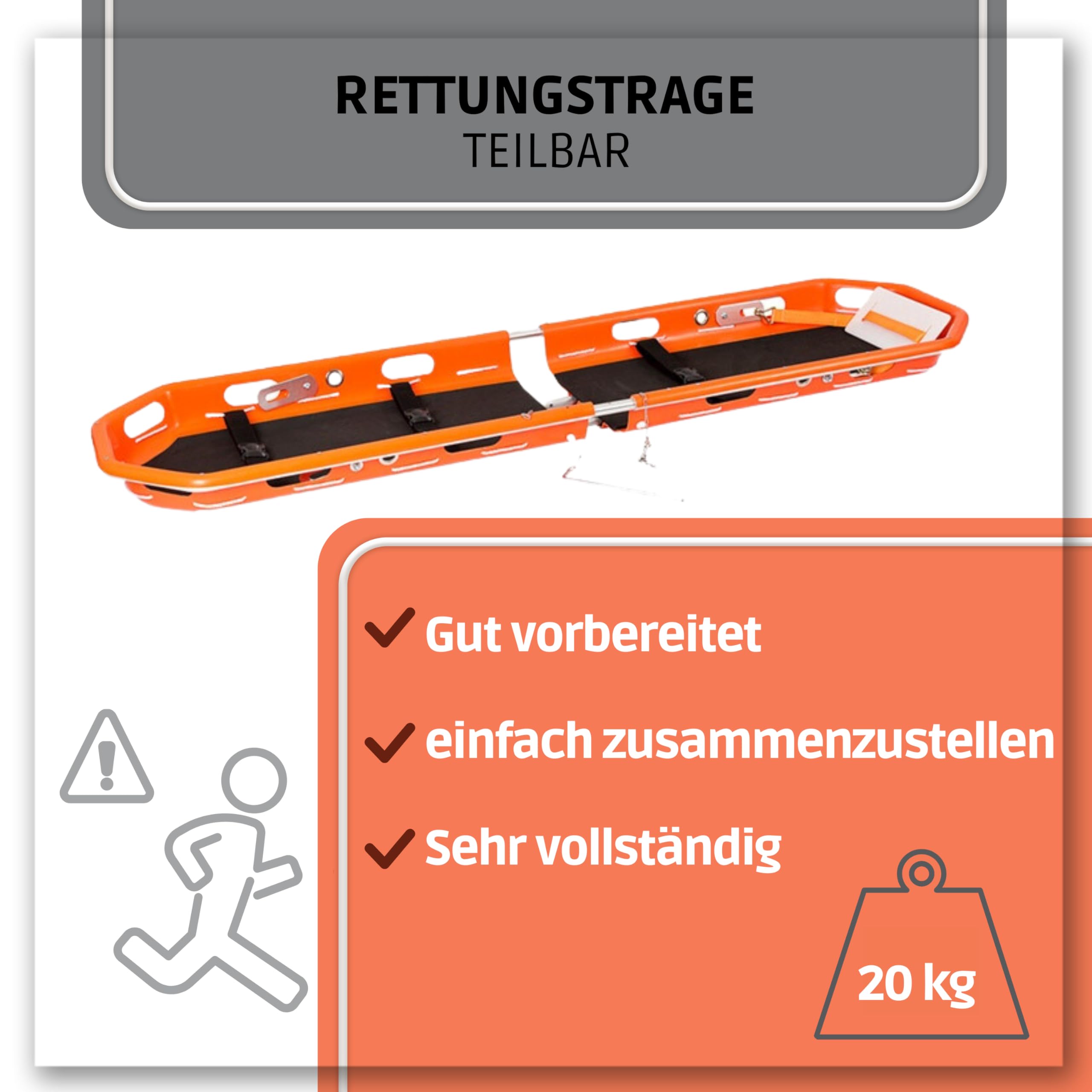 Rettungstrage - Tragbare Rettungskorbtrage - Tragbare Trage - Erste Hilfe Evakuierung - Teilbar