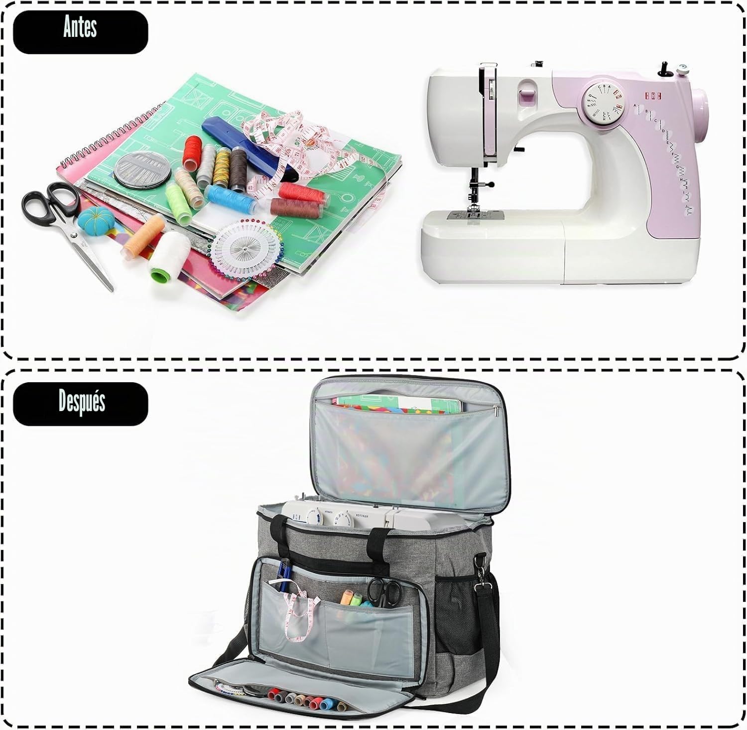 Elsjoy Funda para máquina de coser, bolsa de transporte universal con almohadilla acolchada extraíble, funda de transporte portátil para máquina de coser, bolsa organizadora de almacenamiento para la