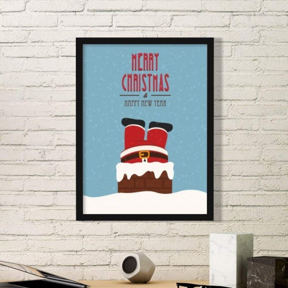 Illustration festive de Noël sous cadre noir, le cadeau idéal pour la maison