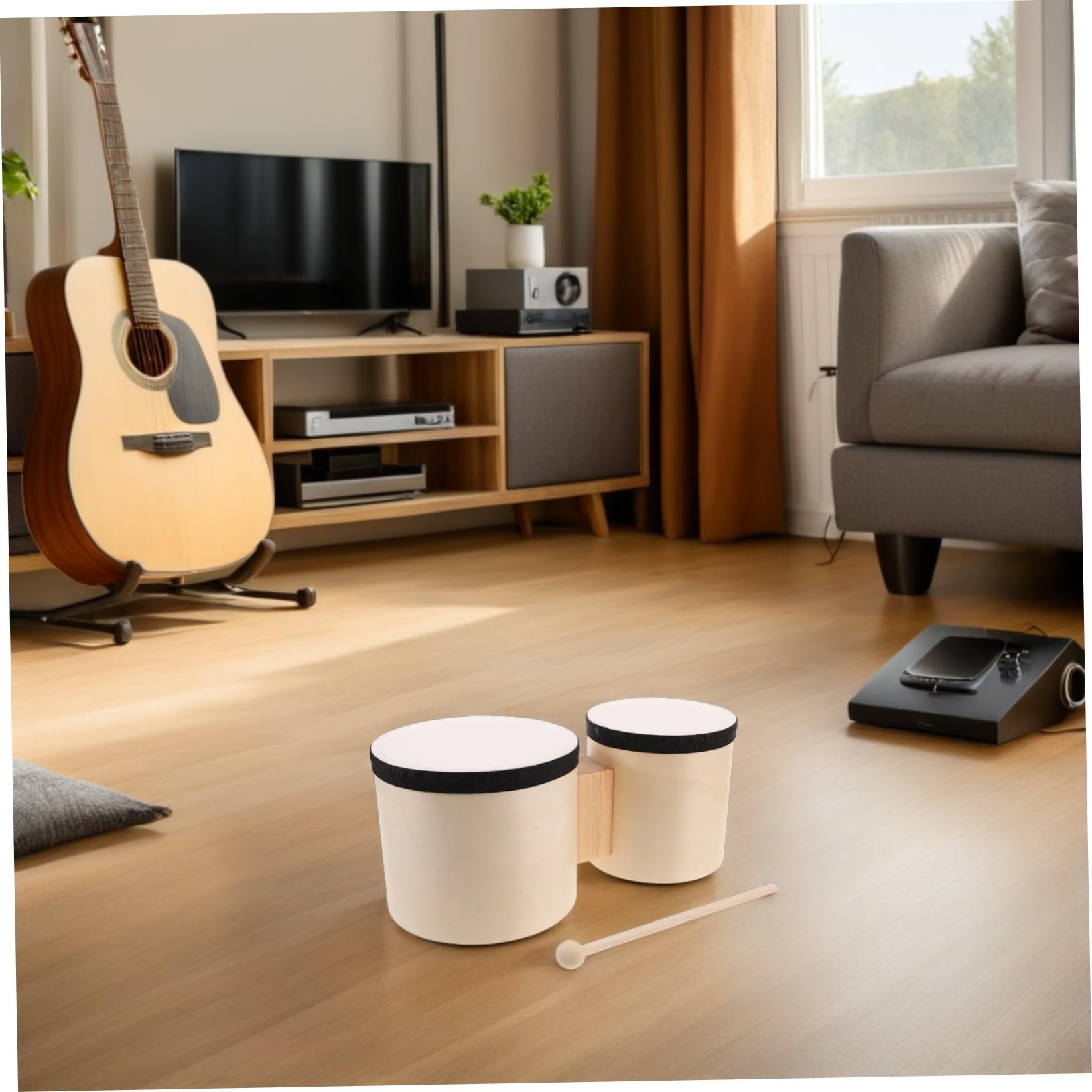 BESTonZON 1sets Bonghi Percussione Mano con Bacchette in Legno Strumenti Tamburo per Pratica Musicale e Attività Educative in Classe