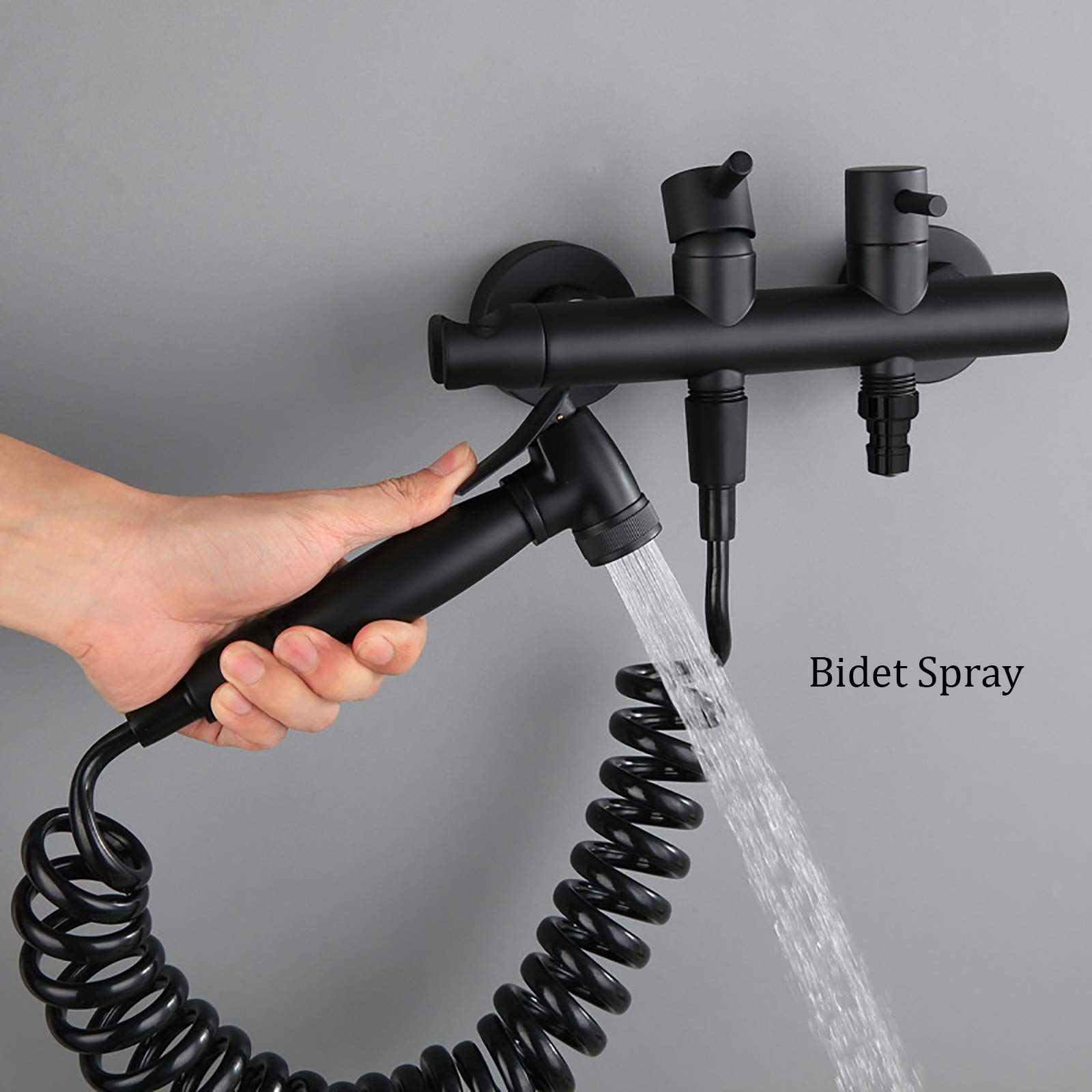 Juego de ducha de bidé portátil negro montado en la pared, kit completo de higiene para baño, temperatura ajustable del agua, fácil instalación, ideal para uso doméstico