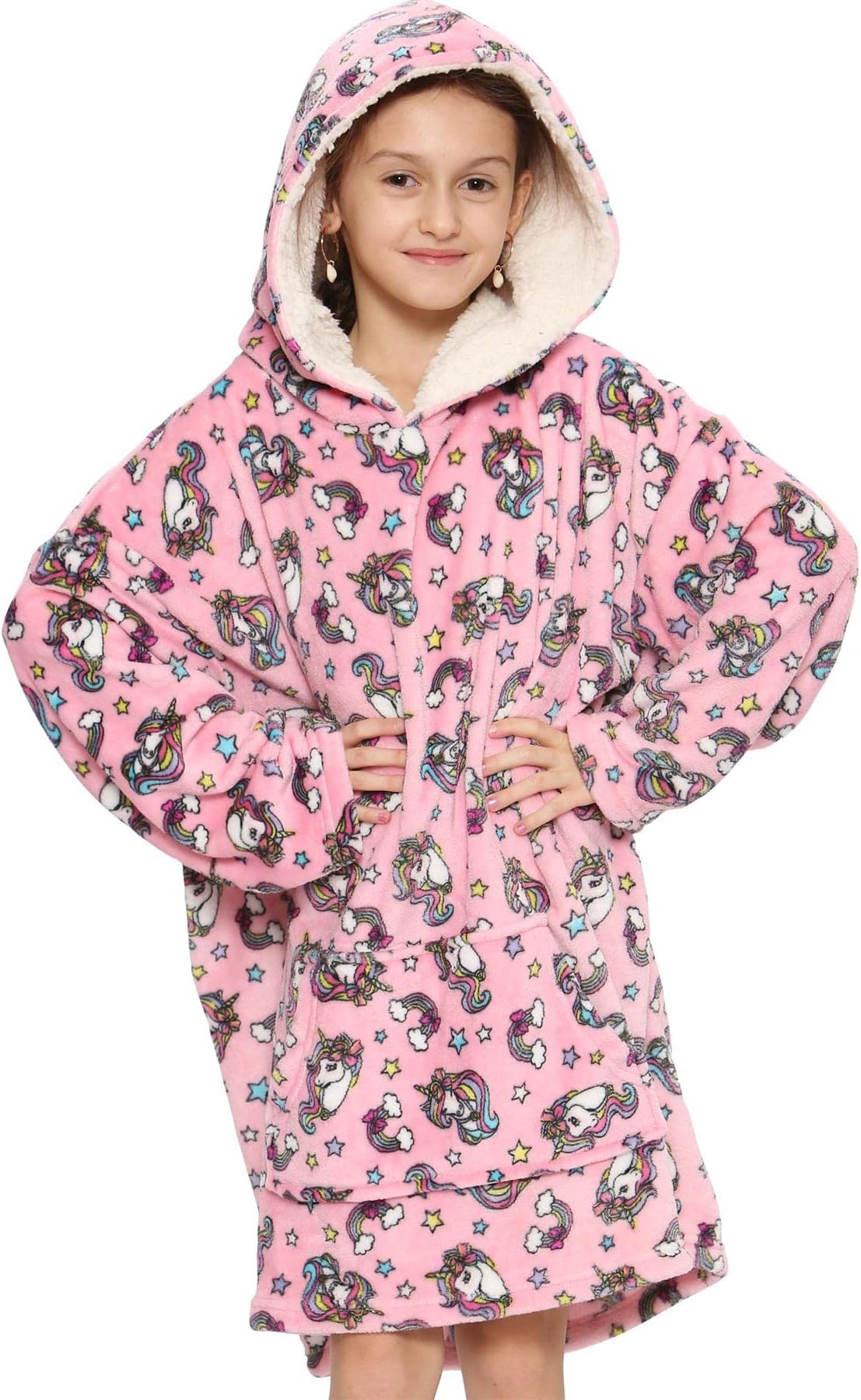 A2Z 4 KidsGirls Boys Oversized Hoodie Snuggle Blanket Super Soft Fleece - Snuggle 951 Unicorn One Size