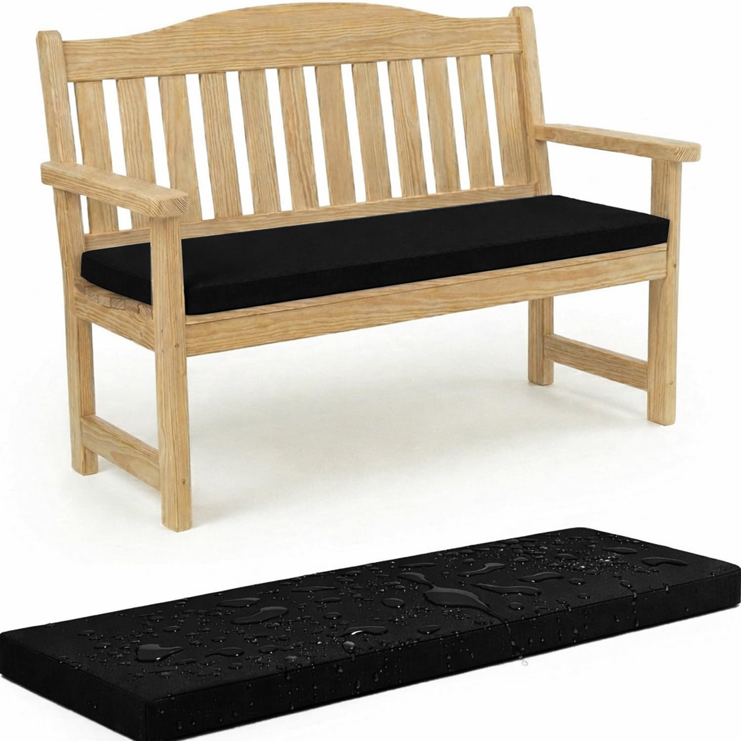 WLXFF Waterproof 5cm Thick Bench Cushion, Non‑Slip Outdoor Garden Seat Pad with Removable Zipped Cover, Weather Resistant for Patio, Lawn, Office & Coffee Shop