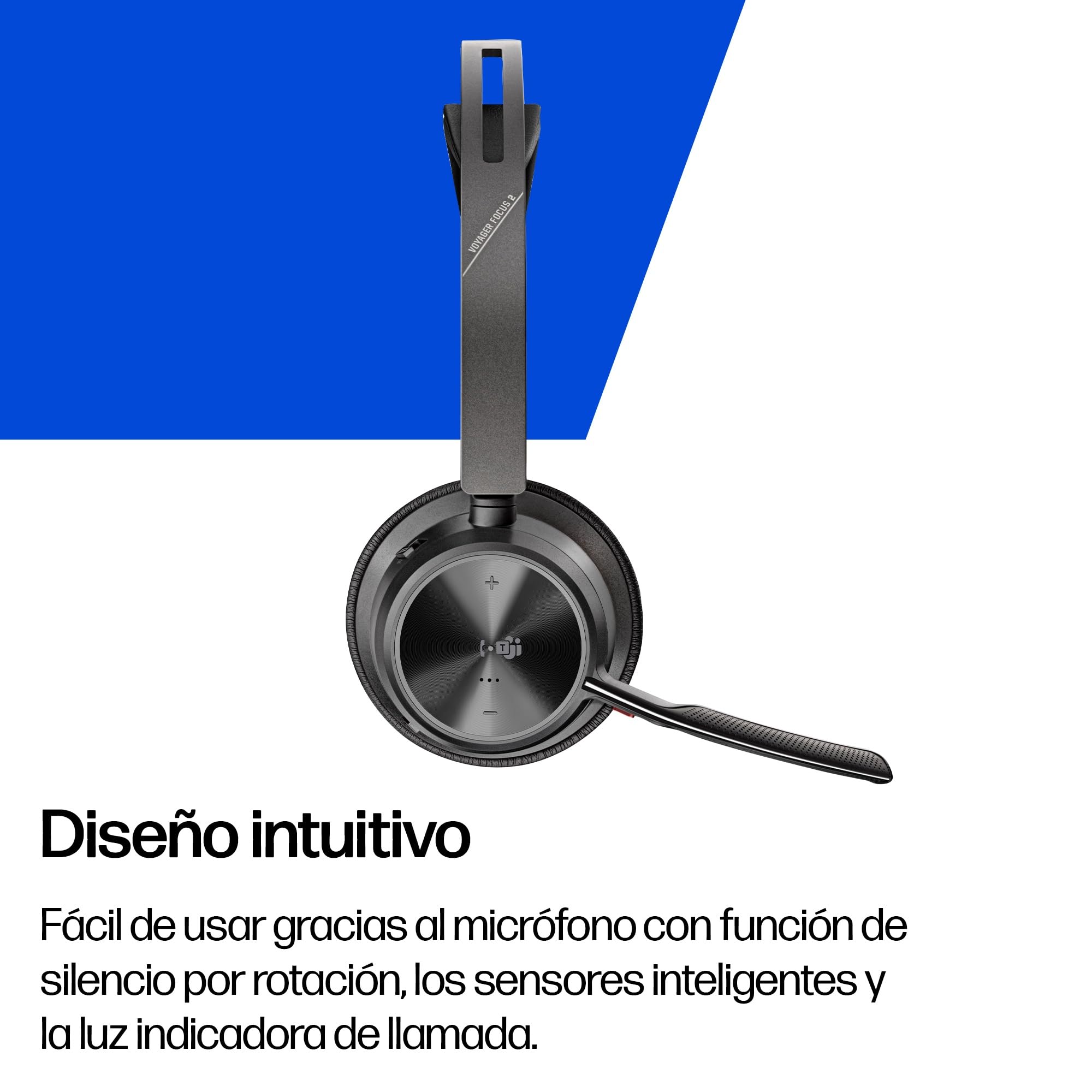 Poly Voyager Focus 2 Auriculares inalámbricos UC con micrófono y soporte de carga: compatible con PC a través del adaptador BLUETOOTH BT700 incluido o mediante cable USB
