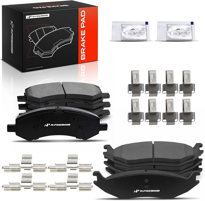 A-Premium Front and Rear Ceramic Brake Pads Compatible with Chrysler | for Dodge & Ram - Aspen/Durango 2007-2009, Ram 1500 2006-2010, 1500 2011-2018, with Hardware, 8-Pack