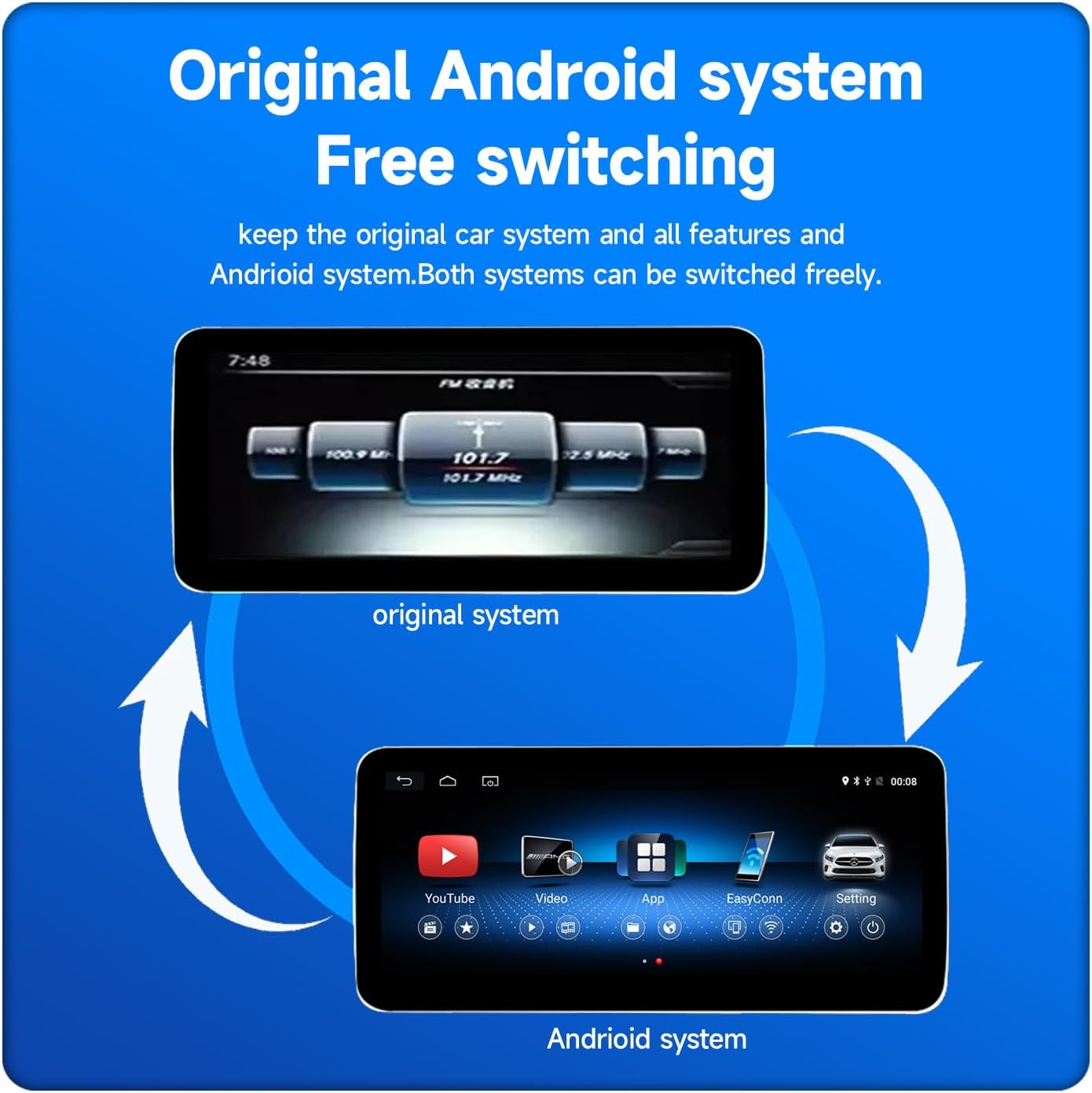 Android System Car Touchscreen Wireless CarPlay Android Auto for Mercedes Benz C Class W205 2015-2018 Year with NTG5.0, Car Stereo Multimedia Radio Receiver. DSP, Bluetooth, NO Linux,