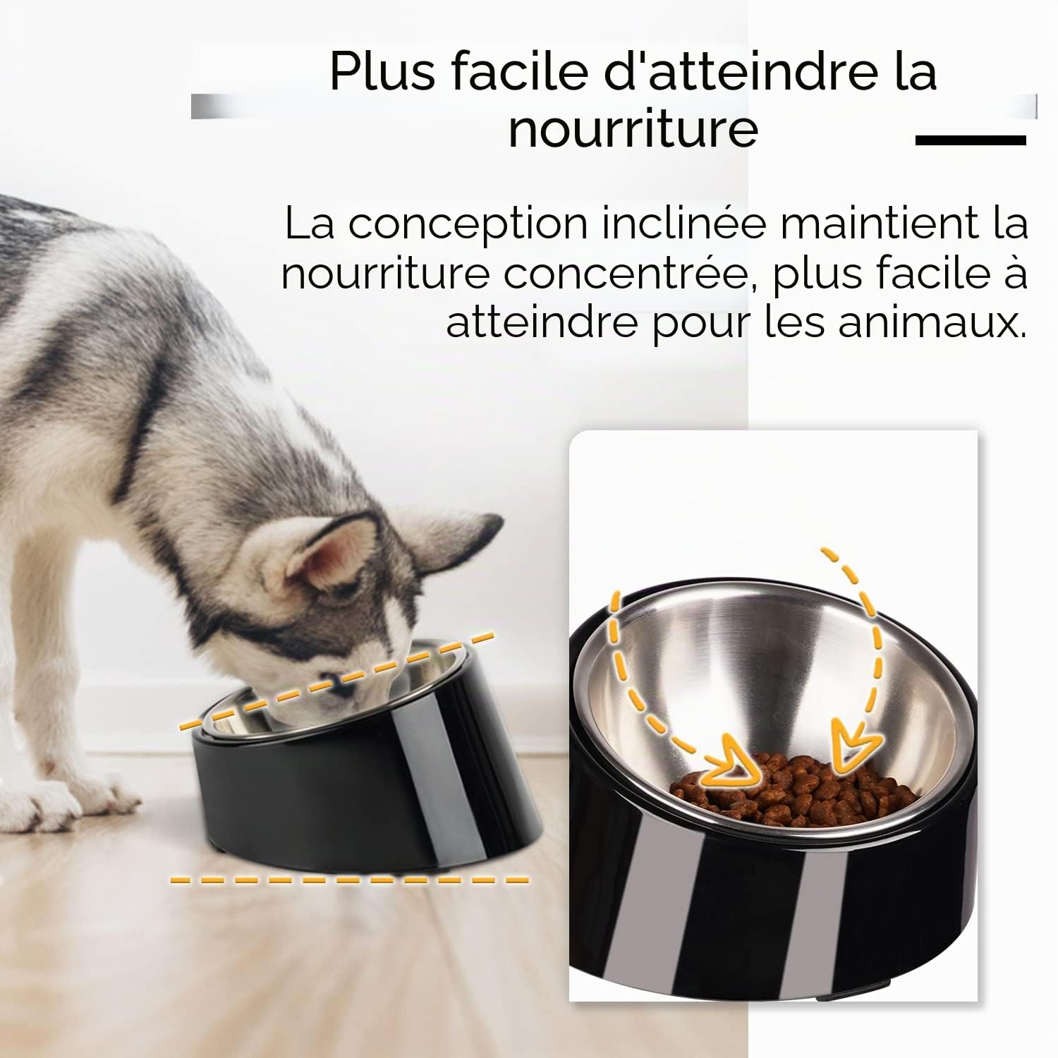 SuperDesign Gamelle inclinée à 15 ° pour Chiens et Chats, Bol pour Bouledogue à Angle incliné, antidérapant et Anti-déversement, Plus Facile à Atteindre la Nourriture L/2 Tasse Bleu-2