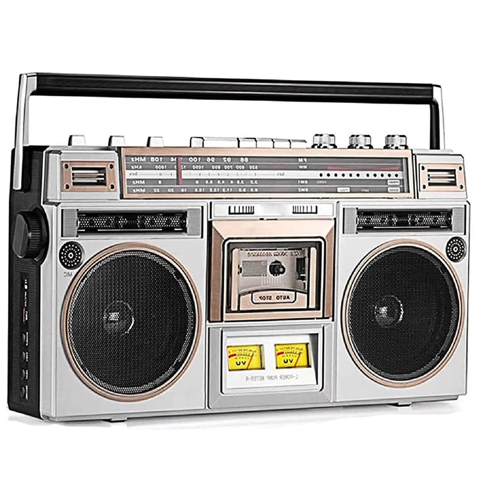 Przenośny radiowy odtwarzacz kasetowy Bluetooth Boombox AM/FM z nagrywaniem USB – podwójne głośniki wysokiego basu do rodzinnych spotkań i podróży