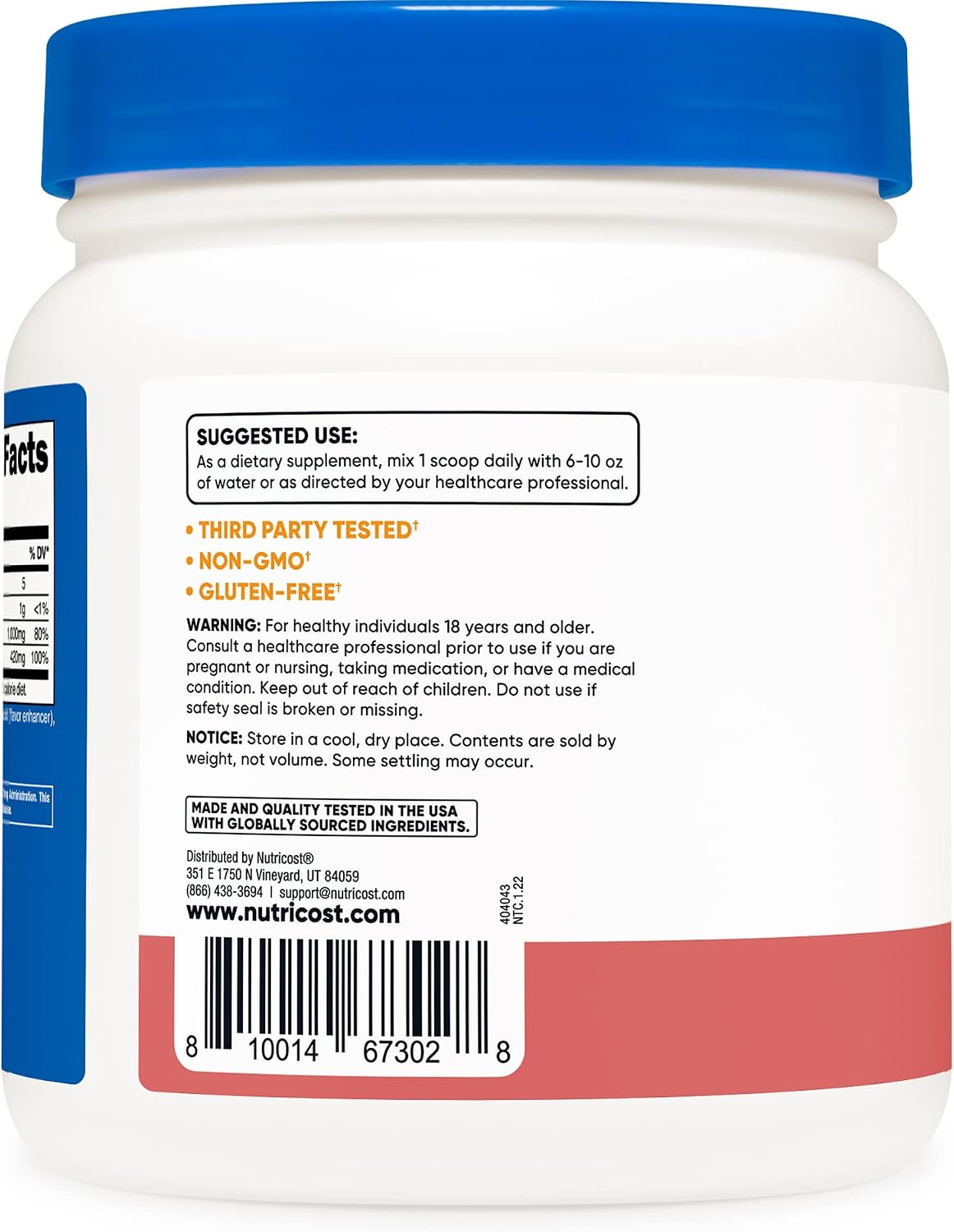 Nutricost Calcium Magnesium Powder (Raspberry Lemonade