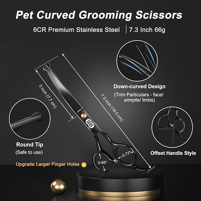 Foto 3 de 8 de CIICII Tijeras Peluqueria Canina, 7 Pulgadas Tijeras para Perros (Negro)
