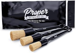Sponsored Ad - PROPER DETAILING CO. Car Detailing Brush Set, 3 Pack Natural Boars Hair Detailing Brushes, Clean Interior o...