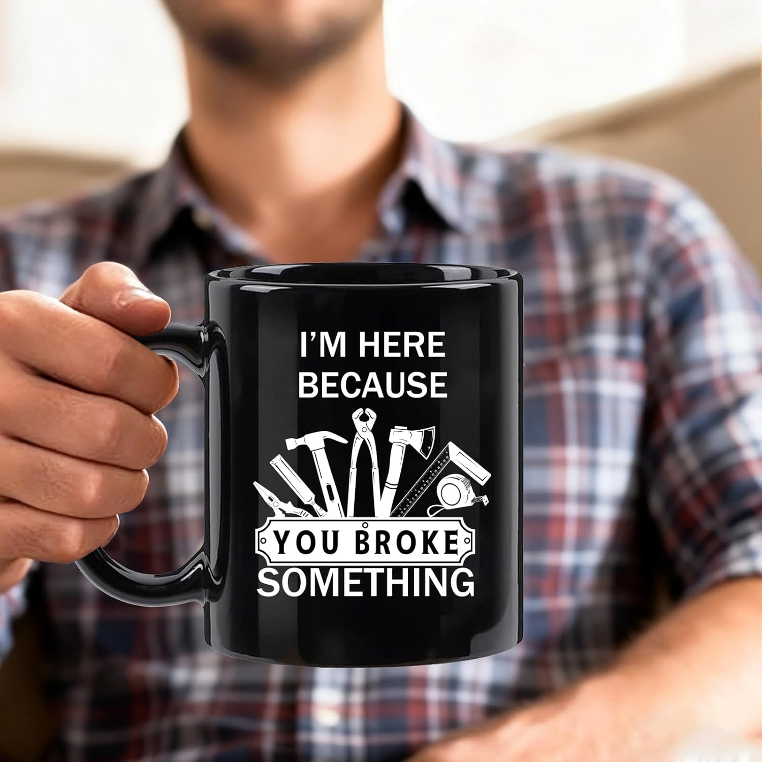 Mechanic Gifts, Presents for Handyman, Maintenance Man, or Mechanics, I'm Here Because You Broke Something Coffee Mug, Father's Day and Christmas Gifts for Dad or Husband, 11 Oz-Black - Image 3