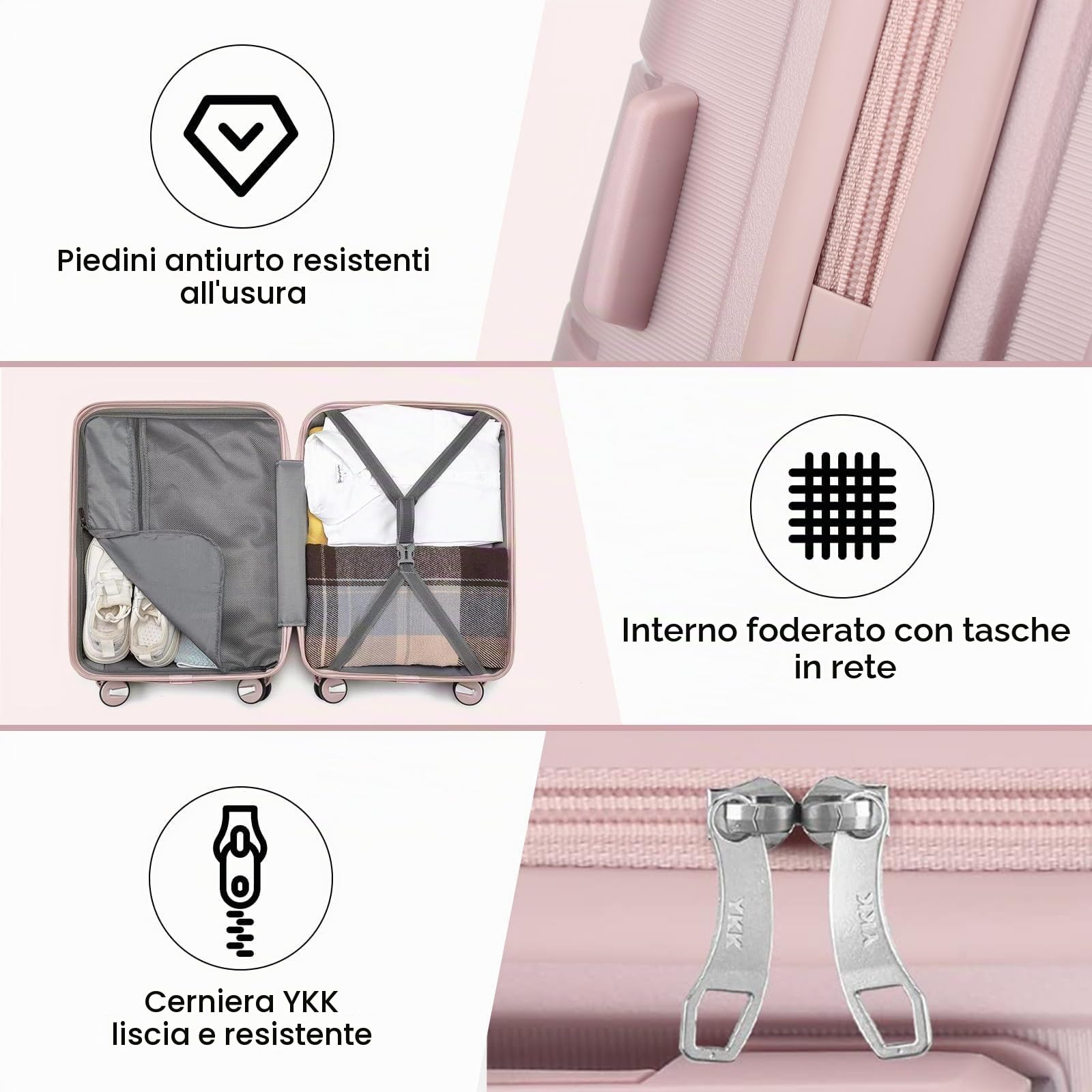 Sea choice Valigia da viaggio Espandibili Bagaglio a mano Cabina Trolley set di valigie trolley con 4 Doppie Ruote a 360° et Chiusura TSA, 55cm
