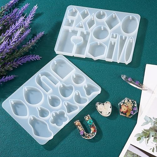 Miniatura 5 de 2 moldes geométricos de silicona para colgantes de forma irregular, moldes de fundición de resina para aretes, collares, llaveros, resina epoxi,