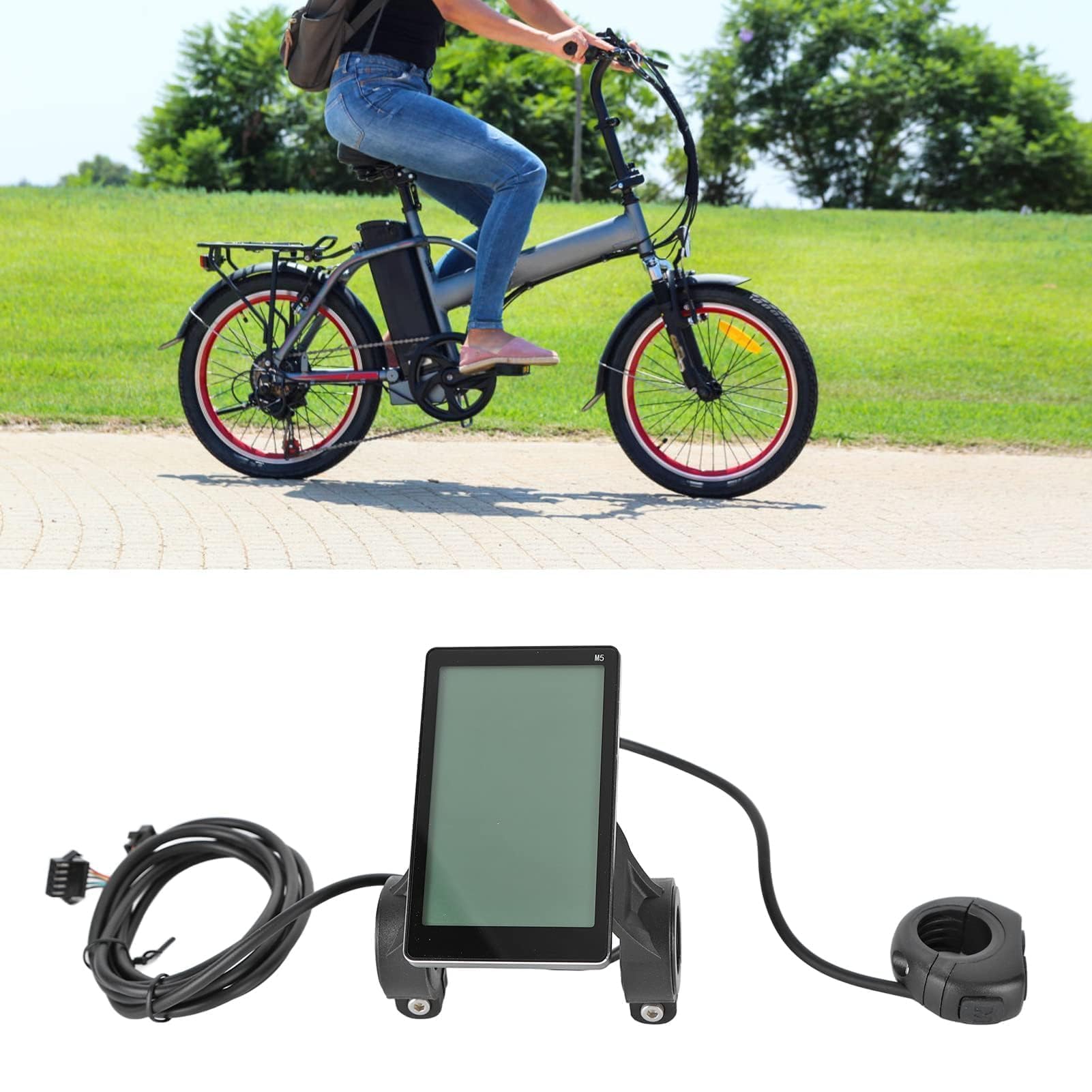 VBESTLIFE Display LCD per Bici Elettrica, DC 24V 36V 48V 60V 64V Schermo LCD Universale M5 per Modifica Bici Elettrica