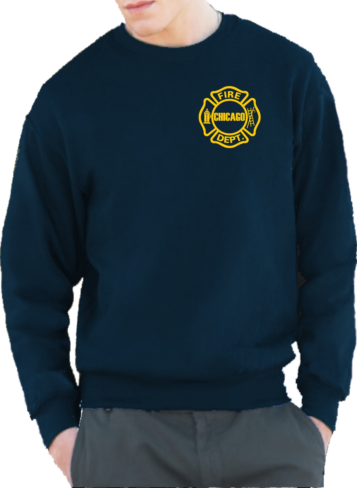 Sweat à Capuche Chicago Fire Department - Bleu Marine - 80% Coton - Taille L
