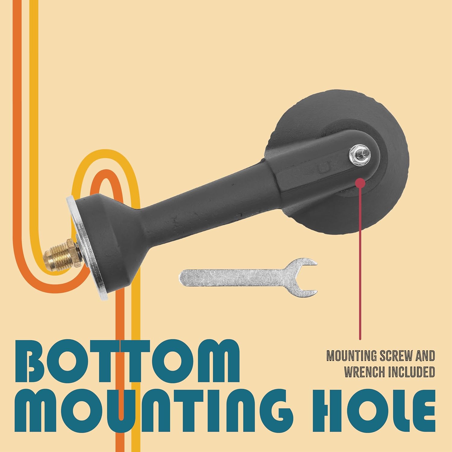 Concord Cast Iron High Pressure Retro Burner Head with Brass Orifice and Bottom Mounting Screw (Burner Head with Regulator Hose)