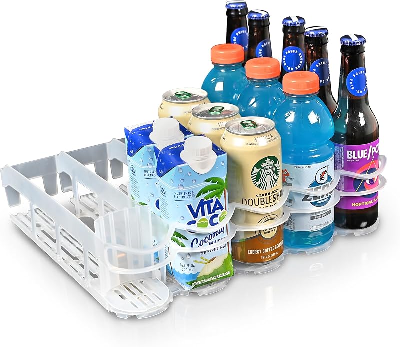 Fridge-Plus Drink Organizer for Refrigerator Storage - Soda Can Dispenser and Soda Can Organizer Rack for Bar Fridge (Pack of 1)
