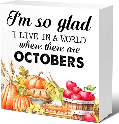 Letreros de madera con bloques de madera para decoración de otoño de granja, decoración de caja de madera para el hogar, dormitorio, oficina,