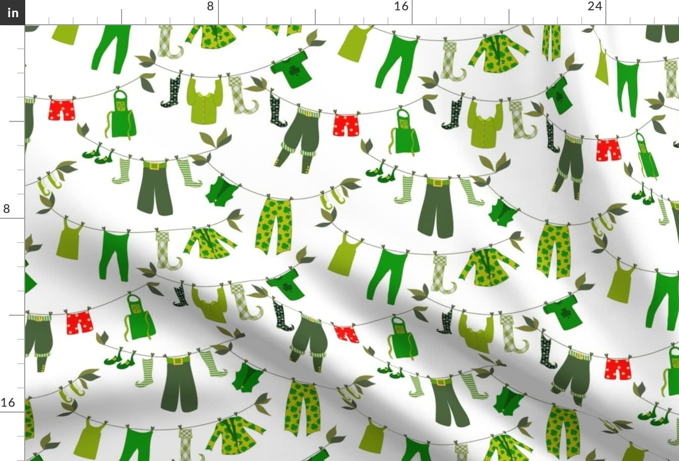 Spoonflower Fabric - Leprechaun Laundry Day Patricks Ireland Patrick Boxers Green Irish Printed on Upholstery Velvet Fabric Fat Quarter - Upholstery Home Decor Bottomweight Apparel