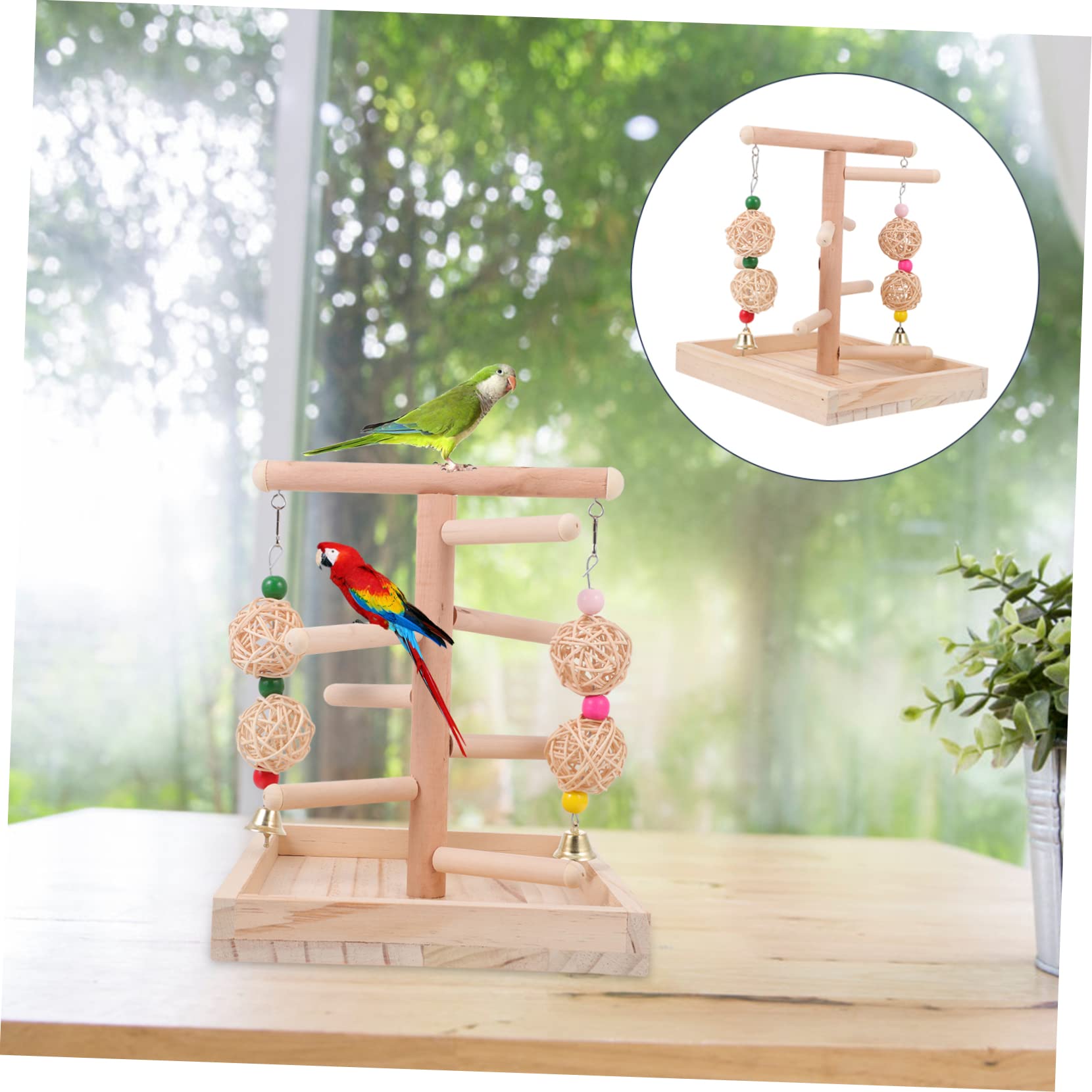 COLLBATH Perchoir à Oiseaux en Bois Support pour Cage, 1 Pièce