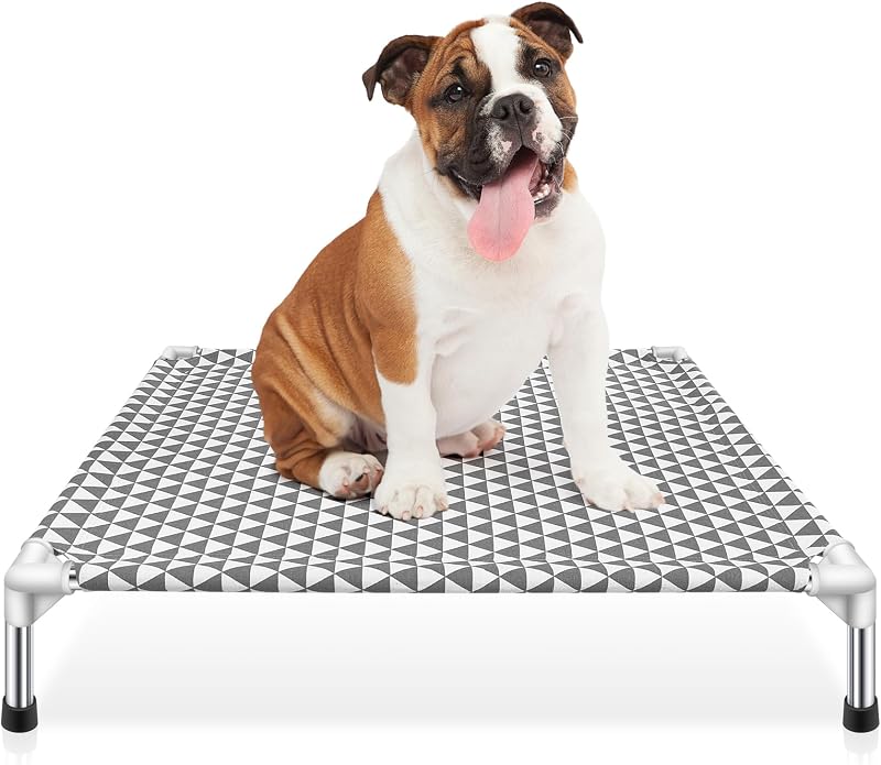 Cama elevada para cães Kuntrust em algodão com pés antiderrapantes – 86,36 x 66,04 x 16,51 cm