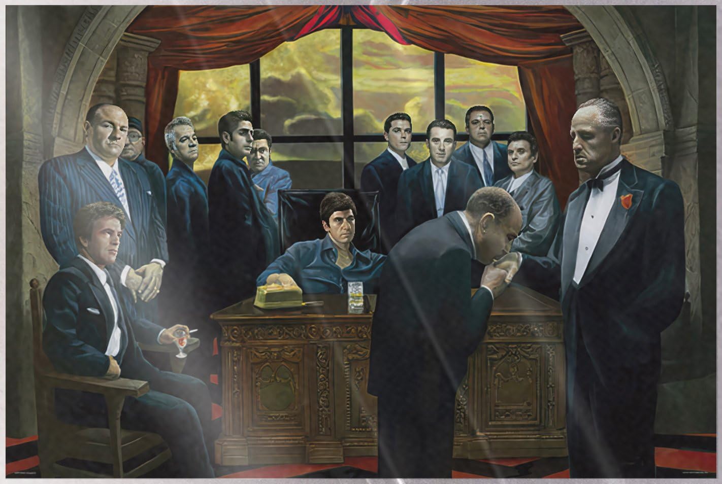 Gangster Bosses - Pop-Art Movie Poster (Notorious Mafia Characters - The Godfather, Goodfellas, Scarface, The Sopranos...) (Size: 36" x 24") (Laminated Poster)