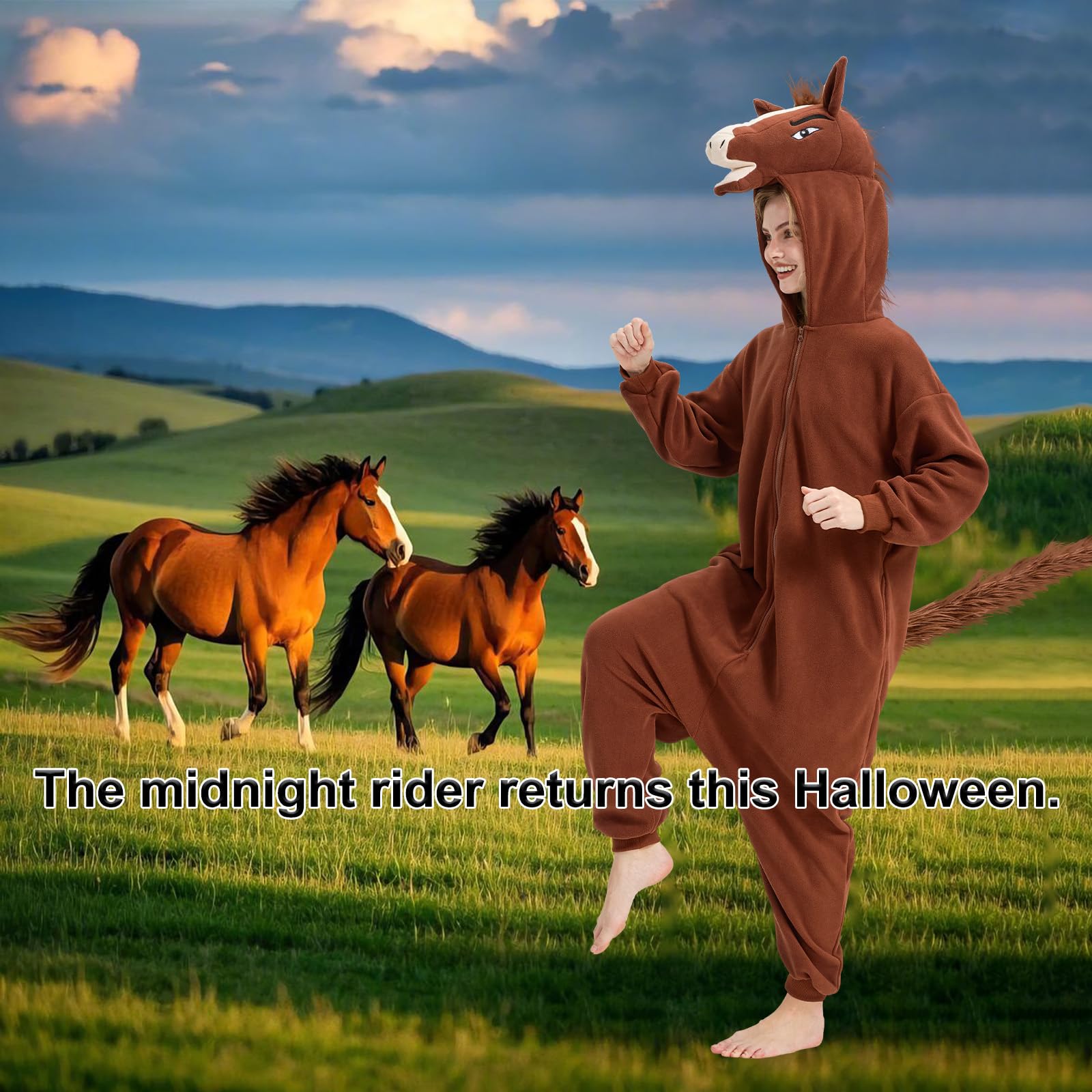 Pigiama intero per adulti, costume da cavallo, per Halloween, cosplay, abbigliamento per la casa