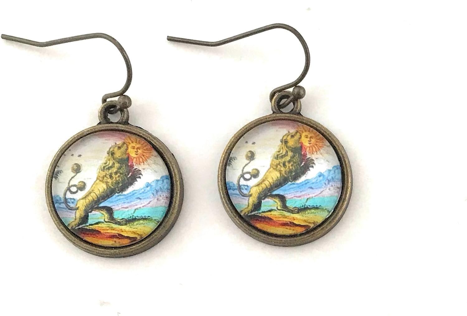 Green Lion Eating The Sun Alchemy Earrings