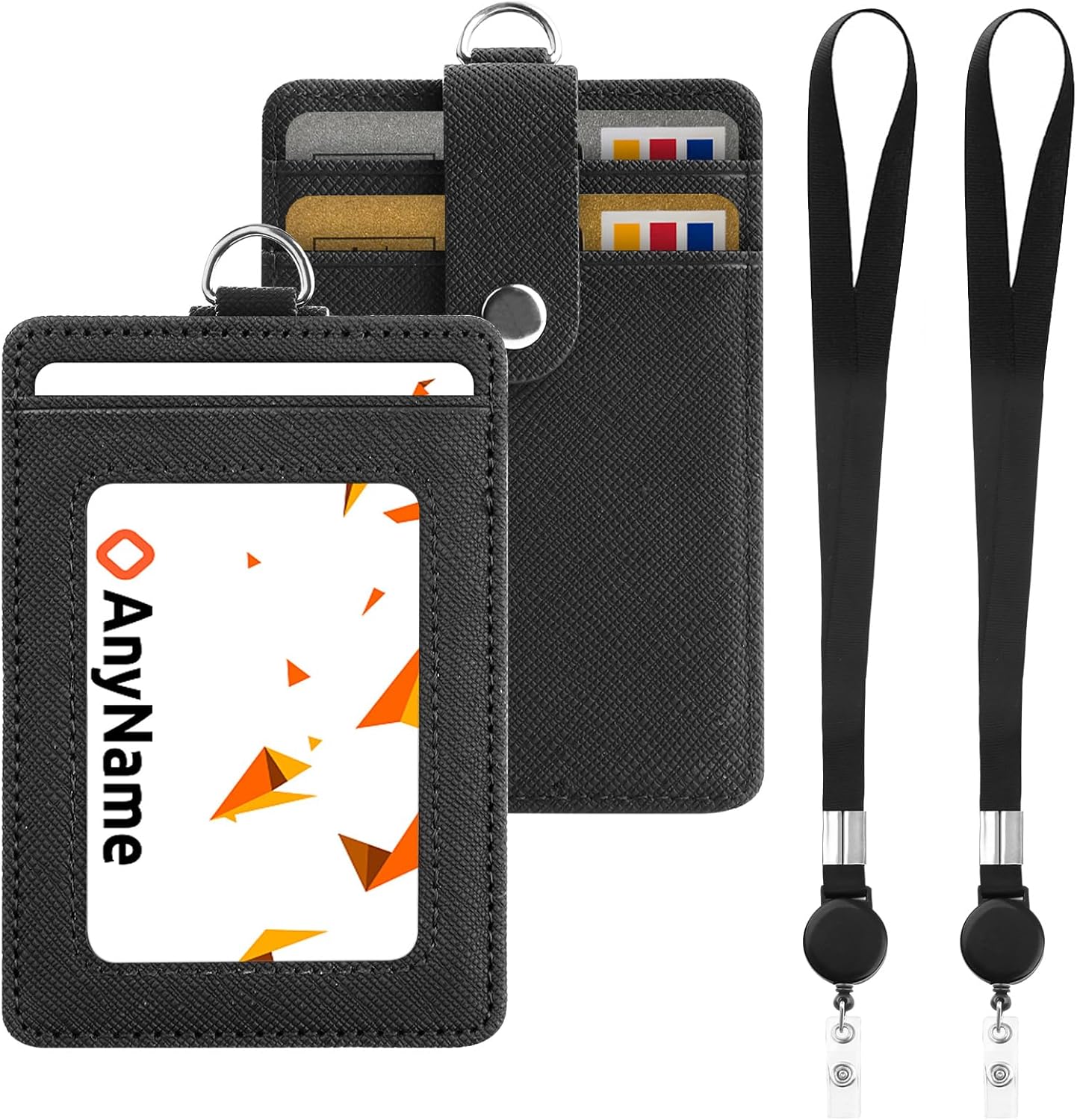 2 Pack Badge Holders ID Card Holder with Retractable Badge Reel