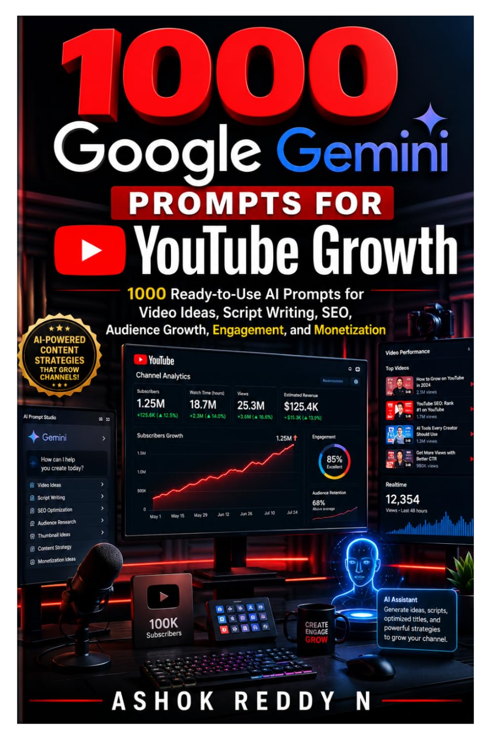 1000 Google Gemini Prompts for YouTube Growth: 1000 Ready-to-Use AI Prompts for Video Ideas, Script Writing, SEO, Audience Growth, Engagement, and Monetization