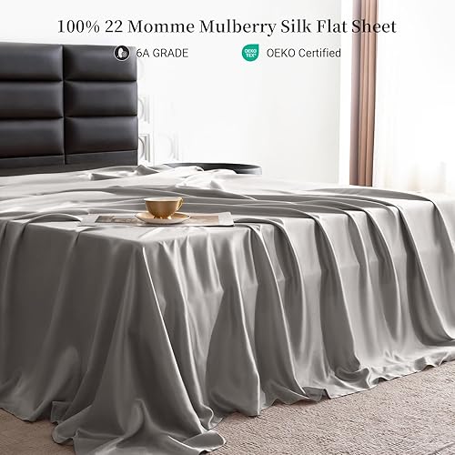 Miniatura 10 de THXSILK Juego de sábanas de seda de 22 Momme, 4 piezas, sábanas de seda 7A+, juegos de ropa de cama de lujo, ultra suaves, duraderas, 100% seda de