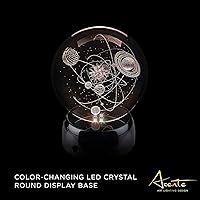 Vista 6 de Base de exhibición redonda de cristal de 4 LED con parte superior de espejo, soporte iluminado para arte de cristal, base de luz LED de 3 pulgadas